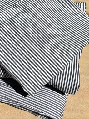 NWOT Brooklinen gray cotton striped king sheet set + standard case